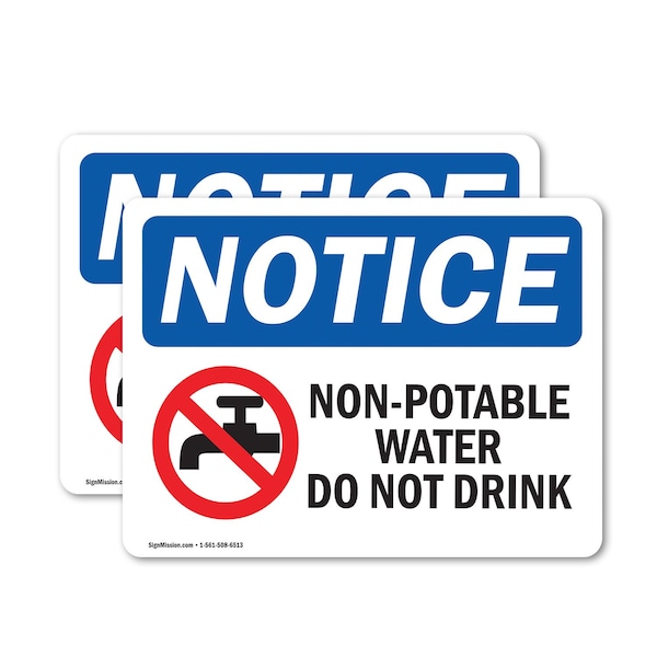 Signmission Non-Potable Water Do Not Drink Sign With Symbol, 7 in W x Rectangle, Vinyl Decal OS-2PACK-NS-D-57-L-15092 - main